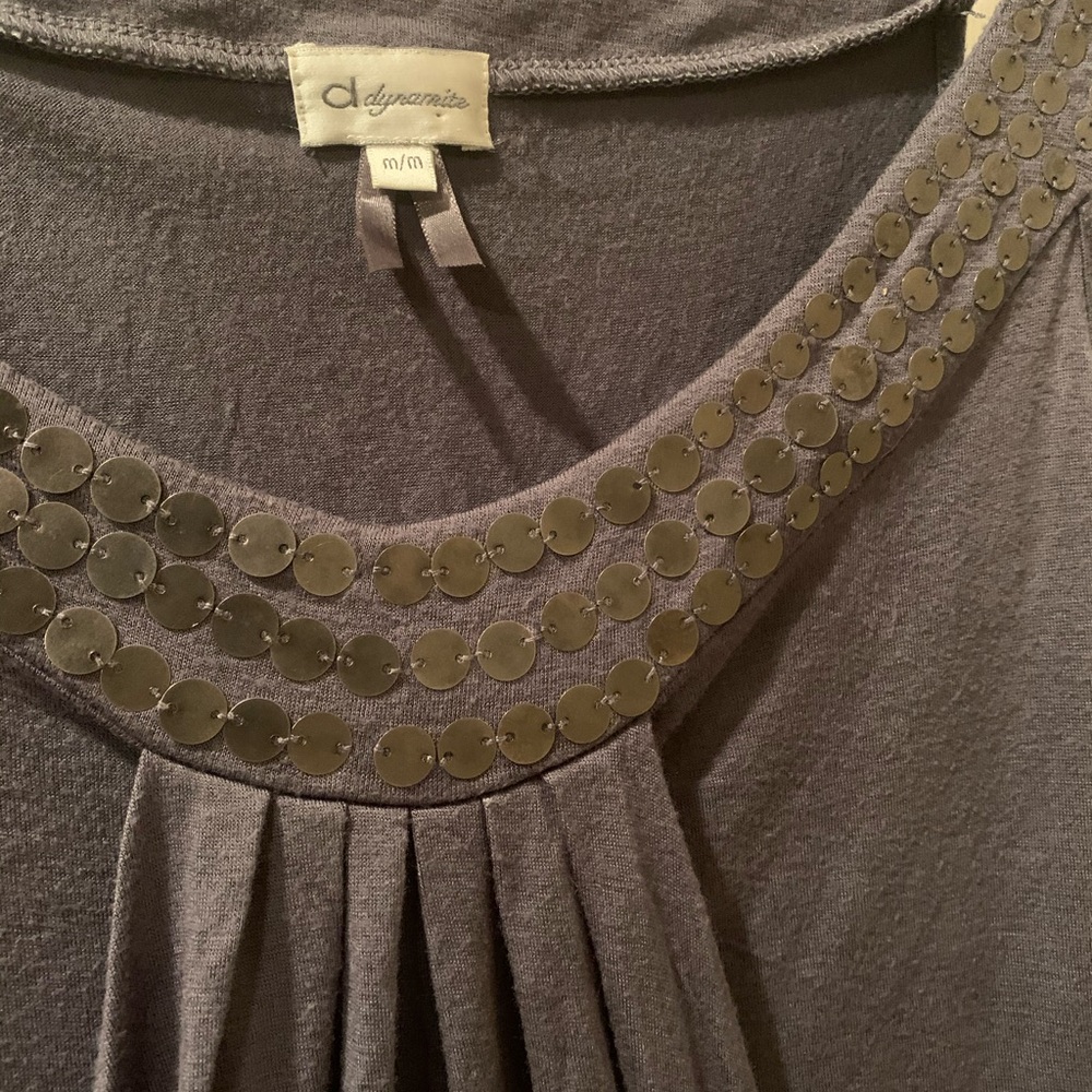 Dynamite Grey top with metallic neckline